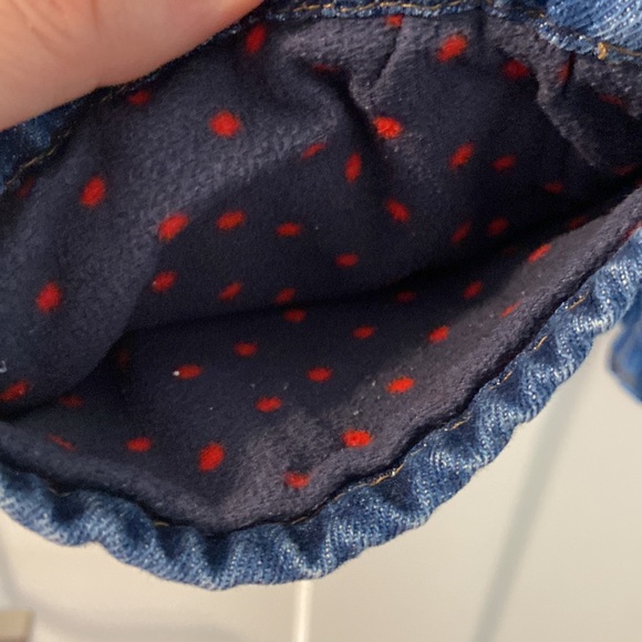 OshKosh B'gosh fleece lined pant overalls with adorable little red bow EUC 3T - Picture 4 of 14